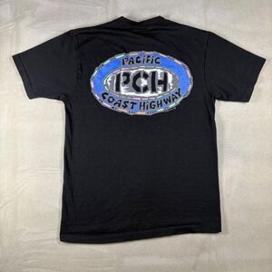 Vintage 1990 Pacific Coast Highway PCH Graphic T-Shirt Mens M Black USA Made